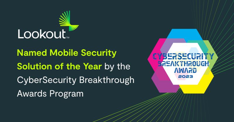 Lookout Mobile Endpoint Security ha vinto il premio "Overall Mobile Security Solution of the Year"